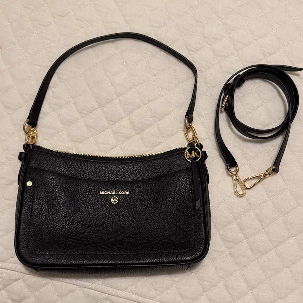 Michael Kors, black jet set charm, leather purse